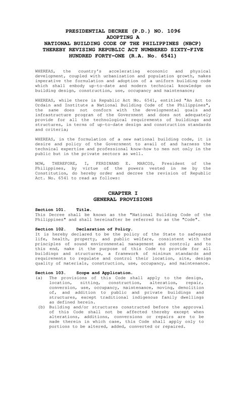 pd no. 1096|Time to revamp the National Building Code .